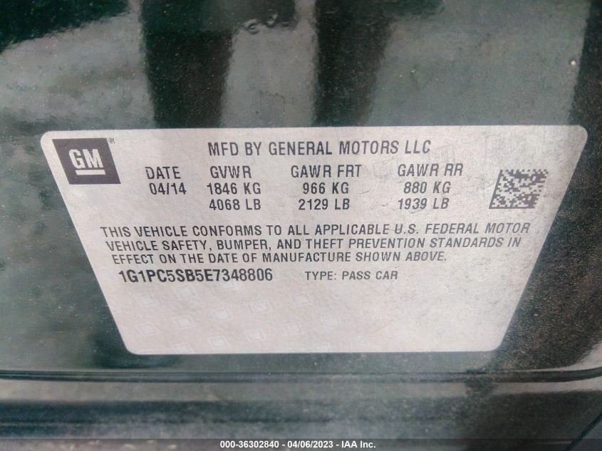 2014 CHEVROLET CRUZE 1LT - 1G1PC5SB5E7348806