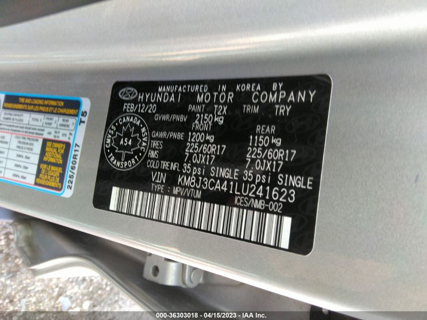 2020 HYUNDAI TUCSON PREFERRED - KM8J3CA41LU241623