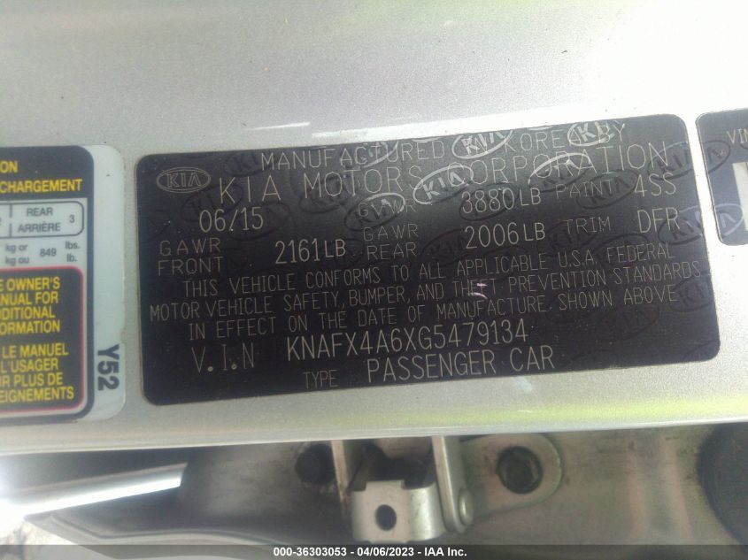 2016 KIA FORTE LX - KNAFX4A6XG5479134