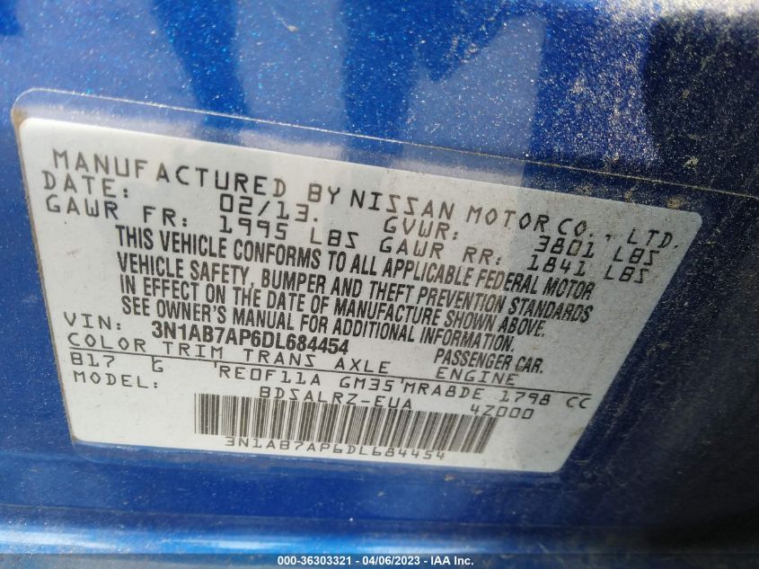 2013 NISSAN SENTRA SR - 3N1AB7AP6DL684454