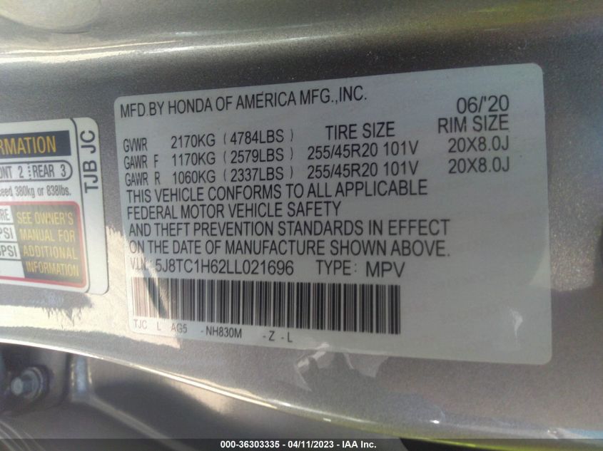 2020 ACURA RDX W/A-SPEC PKG - 5J8TC1H62LL021696