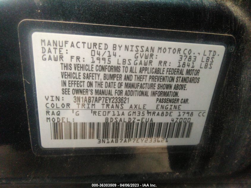 2014 NISSAN SENTRA SV - 3N1AB7AP7EY233621