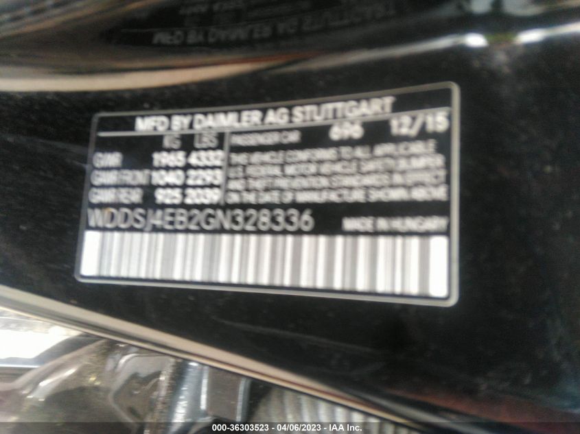 2016 MERCEDES-BENZ CLA CLA 250 - WDDSJ4EB2GN328336