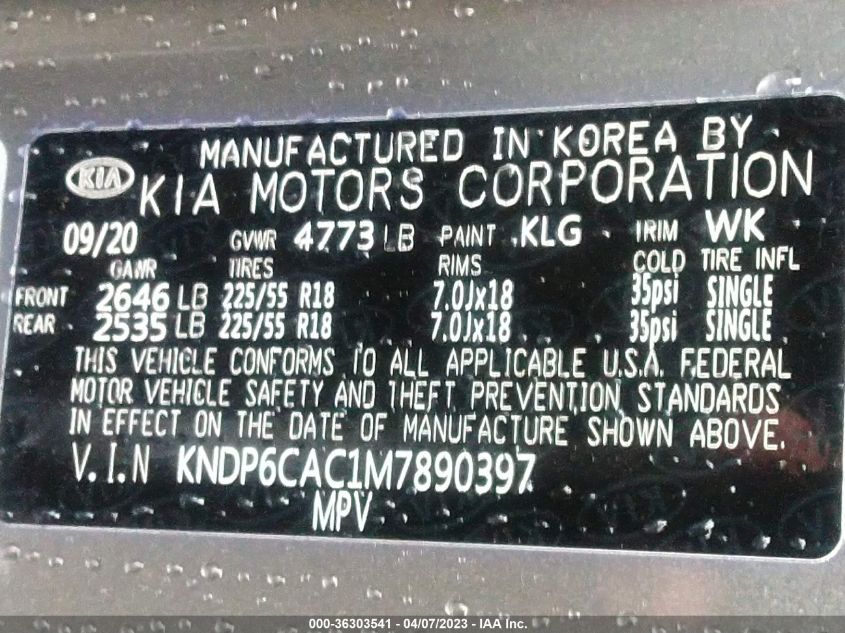 2021 KIA SPORTAGE S - KNDP6CAC1M7890397