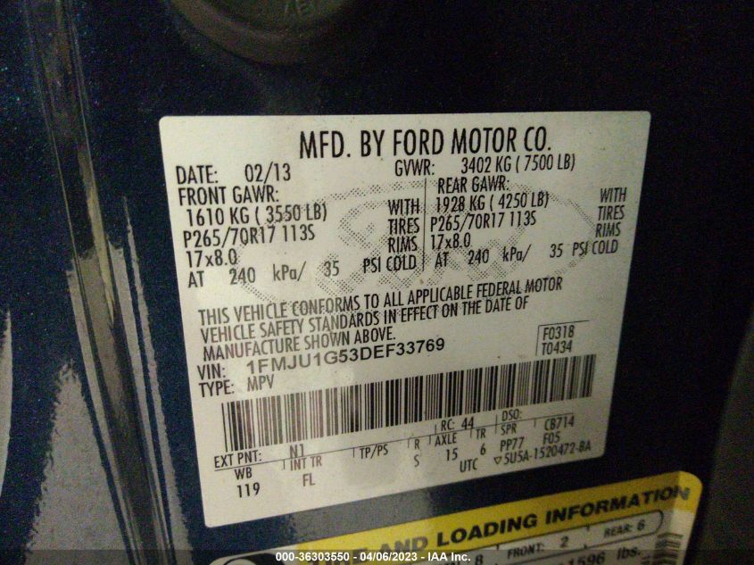 2013 FORD EXPEDITION XL - 1FMJU1G53DEF33769