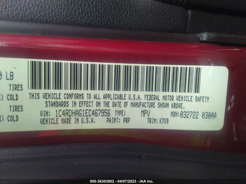 2014 DODGE DURANGO SXT - 1C4RDHAG1EC467956