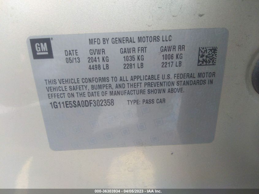 2013 CHEVROLET MALIBU LT - 1G11E5SA0DF302358