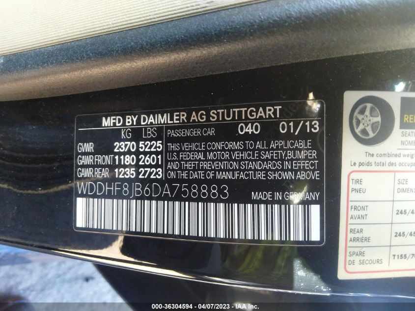 2013 MERCEDES-BENZ E-CLASS E 350 - WDDHF8JB6DA758883
