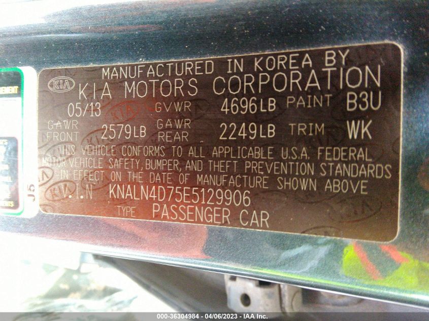 2014 KIA CADENZA PREMIUM KNALN4D75E5129906