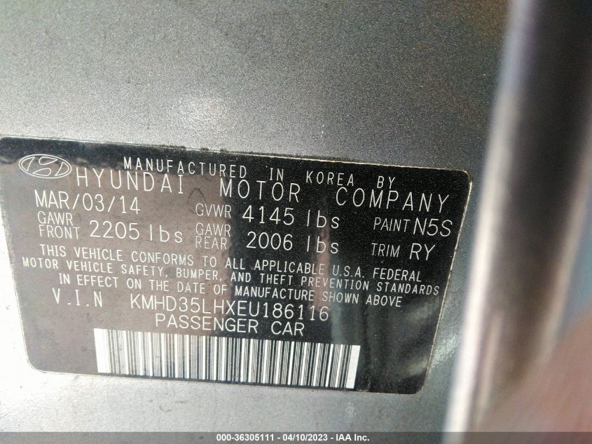 2014 HYUNDAI ELANTRA GT - KMHD35LHXEU186116