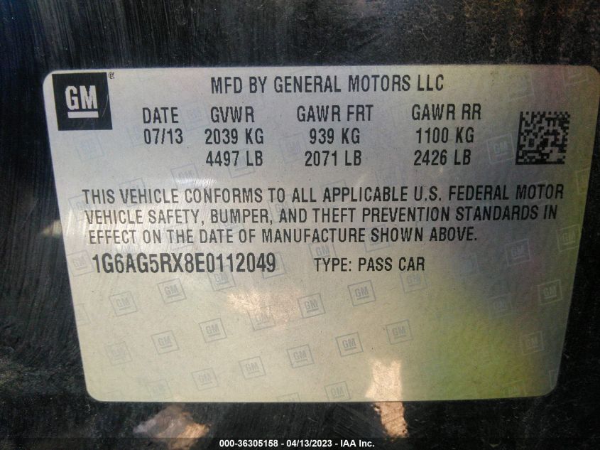 2014 CADILLAC ATS STANDARD AWD - 1G6AG5RX8E0112049