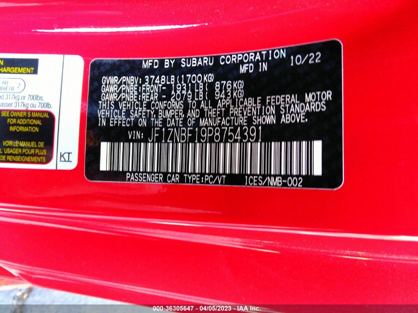 2023 TOYOTA GR86 PREMIUM - JF1ZNBF19P8754391
