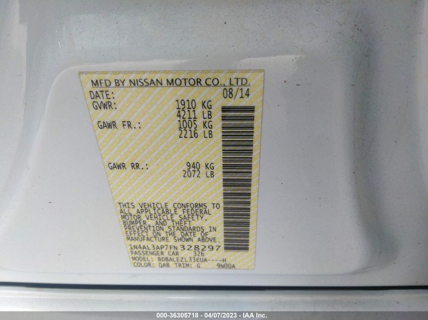 2015 NISSAN ALTIMA 2.5 S - 1N4AL3AP7FN328297