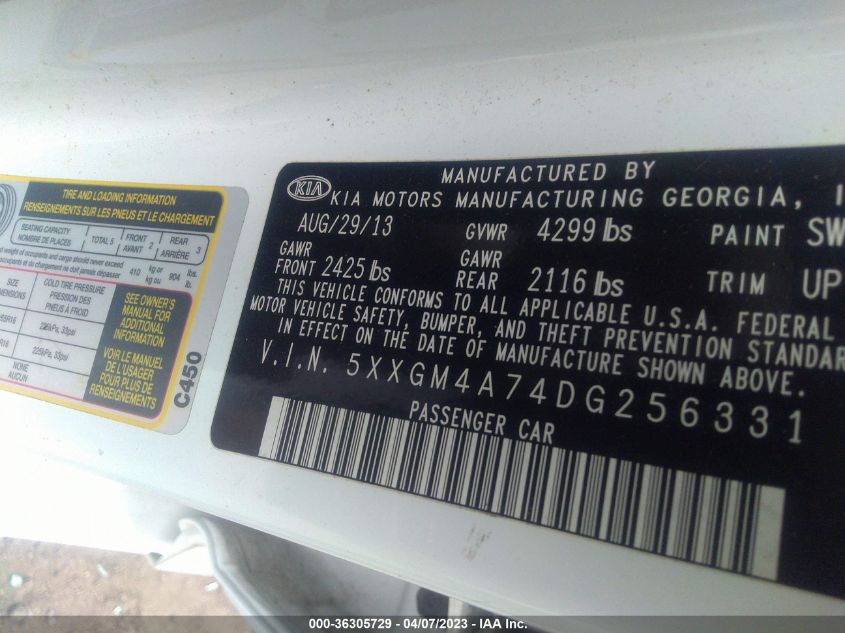 2013 KIA OPTIMA LX - 5XXGM4A74DG256331