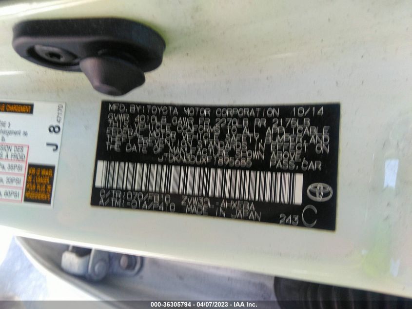 2015 TOYOTA PRIUS FOUR - JTDKN3DUXF1895685