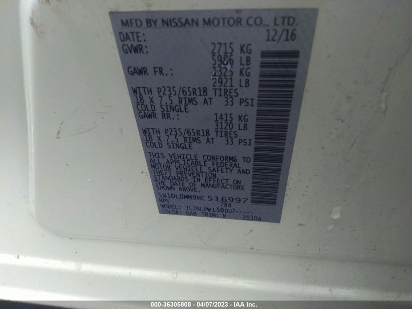 2017 INFINITI QX60 - 5N1DL0MM9HC516997