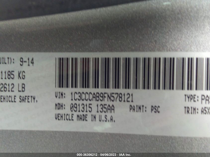 2015 CHRYSLER 200 LIMITED - 1C3CCCAB9FN578121