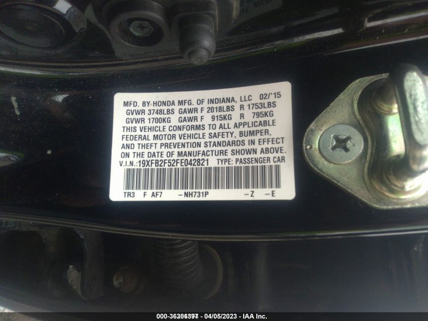 2015 HONDA CIVIC SEDAN LX - 19XFB2F52FE042821