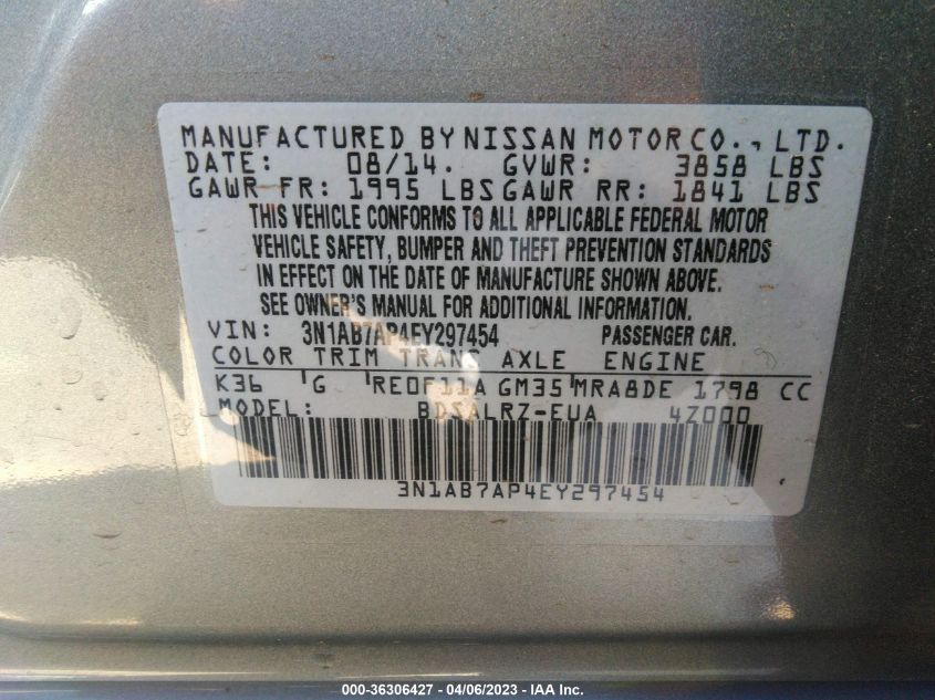 2014 NISSAN SENTRA SR - 3N1AB7AP4EY297454