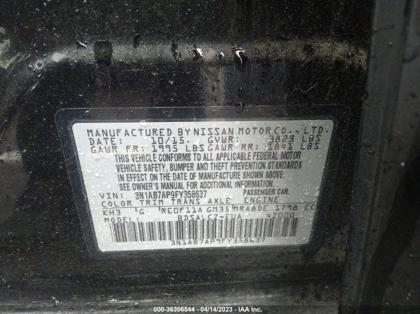 2015 NISSAN SENTRA S - 3N1AB7AP9FY358637