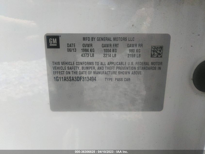2013 CHEVROLET MALIBU LS - 1G11A5SA3DF313494