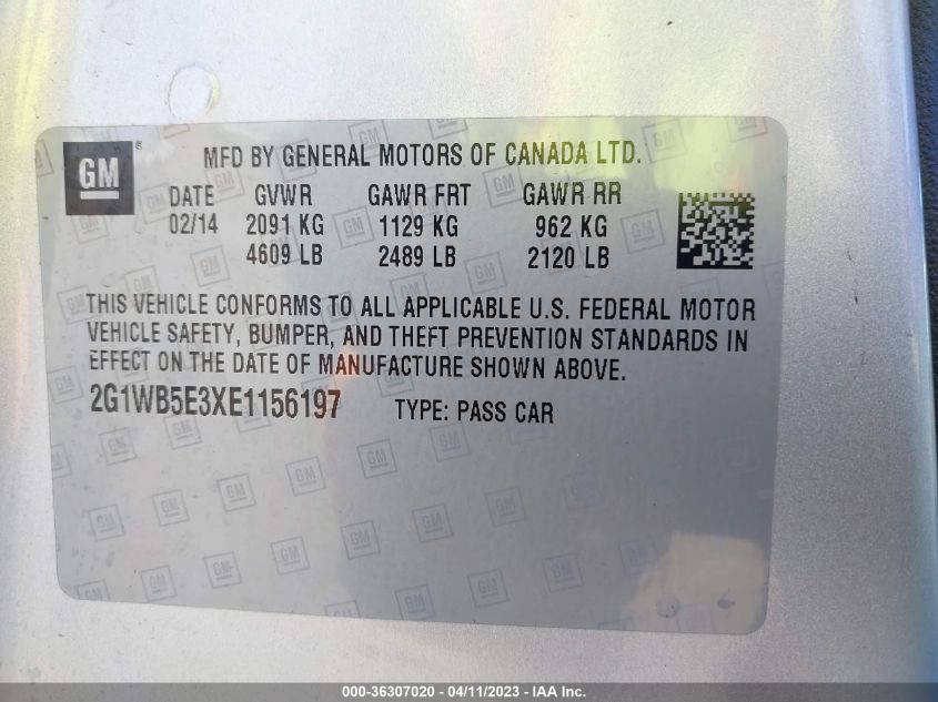 2014 CHEVROLET IMPALA LIMITED LT - 2G1WB5E3XE1156197
