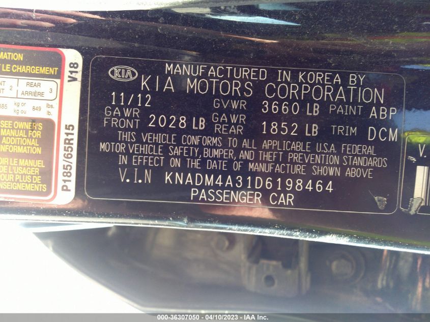 2013 KIA RIO LX - KNADM4A31D6198464