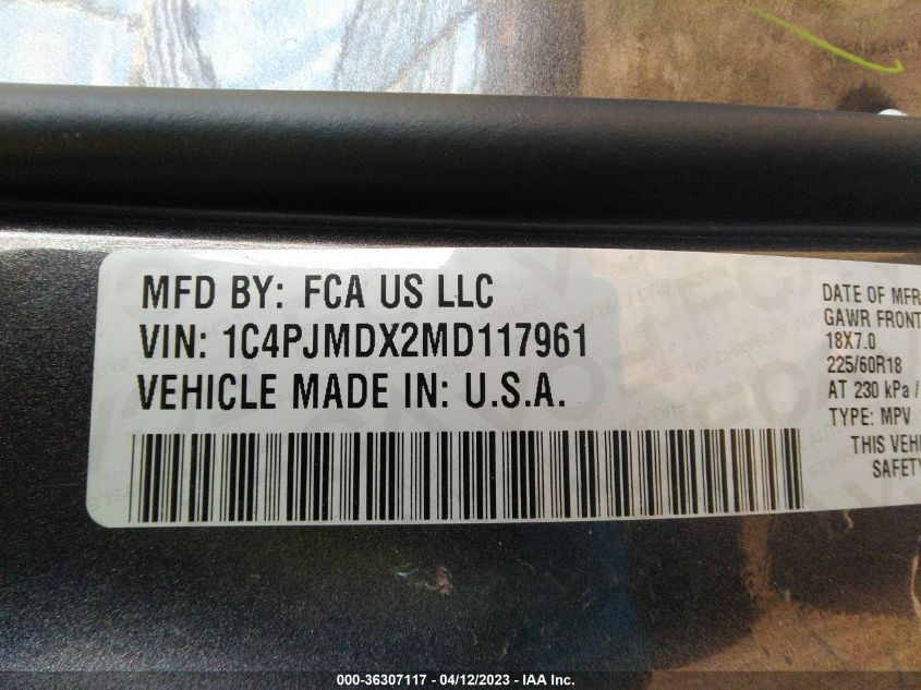 2021 JEEP CHEROKEE LIMITED - 1C4PJMDX2MD117961