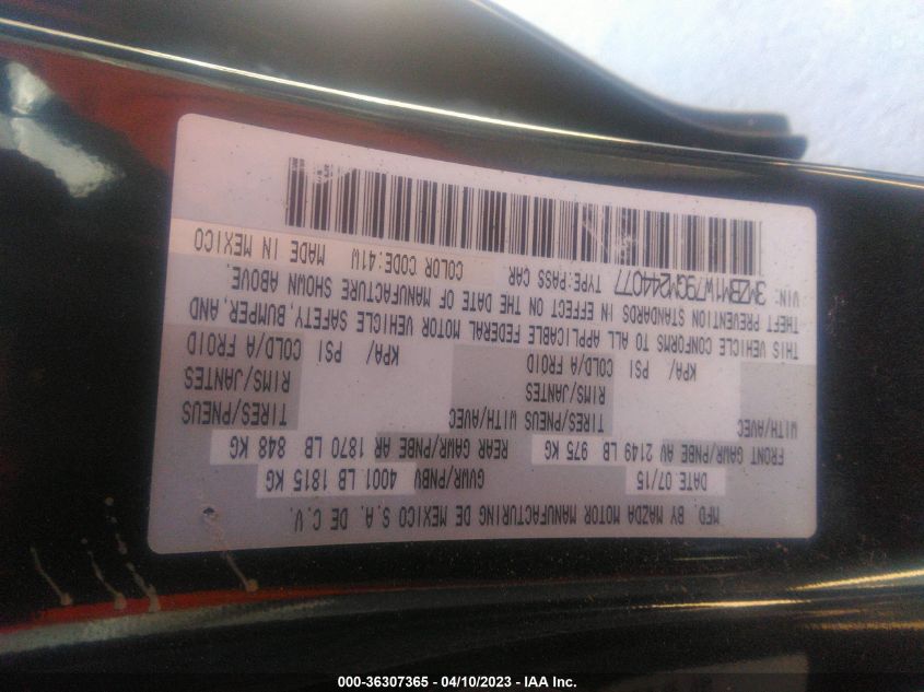 2016 MAZDA MAZDA3 I TOURING - 3MZBM1W79GM244077