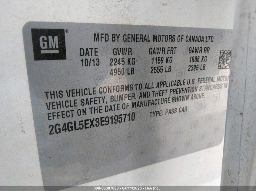2014 BUICK REGAL - 2G4GL5EX3E9195710