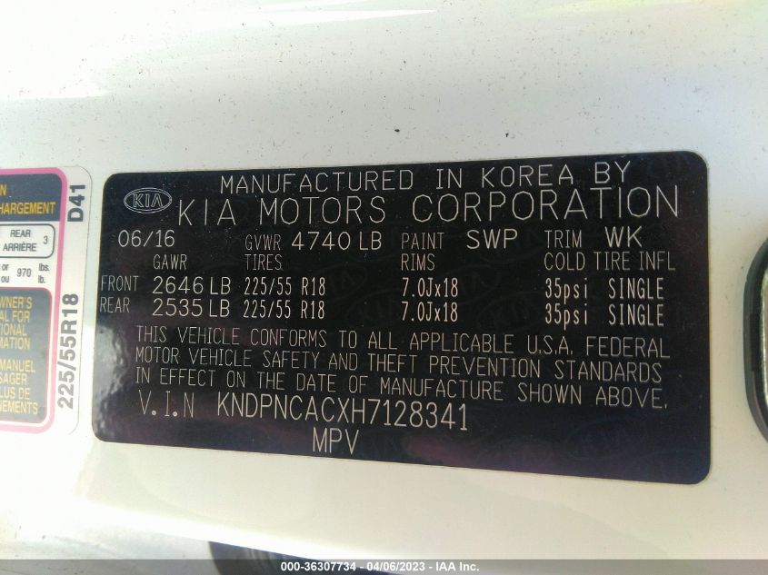 2017 KIA SPORTAGE EX - KNDPNCACXH7128341