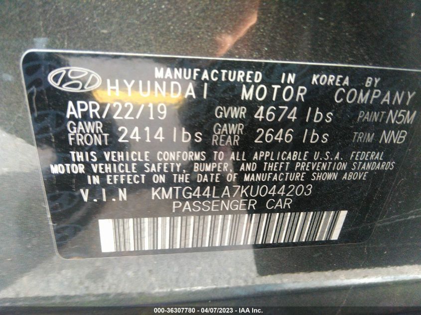 2019 GENESIS G70 2.0T ADVANCED - KMTG44LA7KU044203