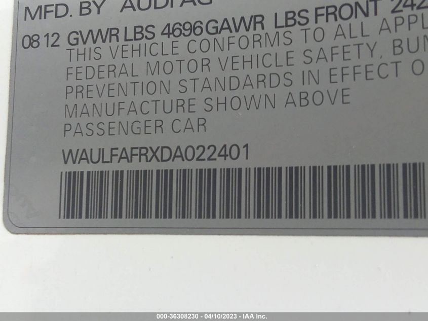 2013 AUDI A5 PREMIUM PLUS - WAULFAFRXDA022401