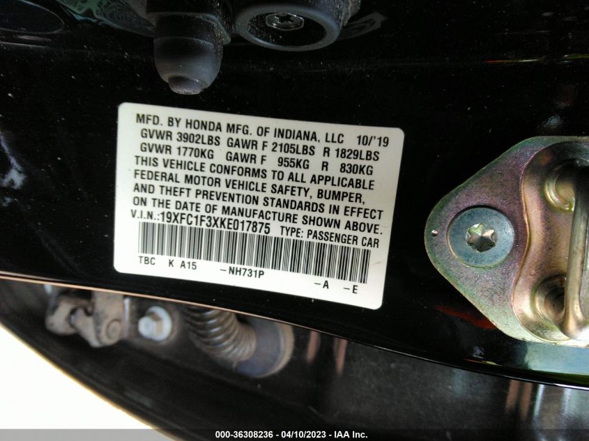 2019 HONDA CIVIC SEDAN EX - 19XFC1F3XKE017875
