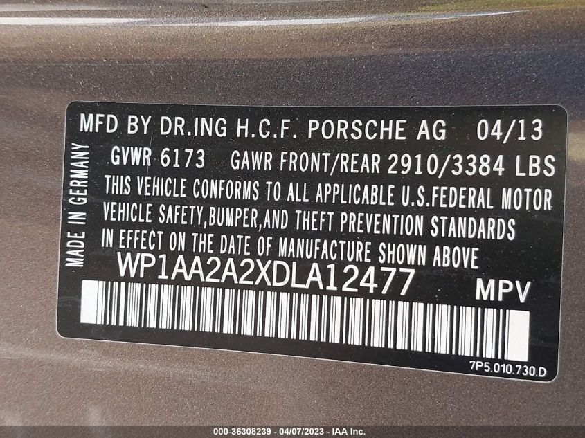 2013 PORSCHE CAYENNE - WP1AA2A2XDLA12477