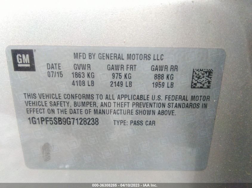 2016 CHEVROLET CRUZE LIMITED LT - 1G1PF5SB9G7128238