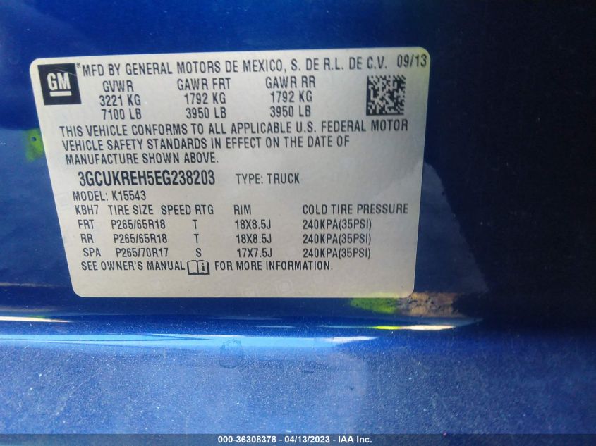 2014 CHEVROLET SILVERADO 1500 LT - 3GCUKREH5EG238203