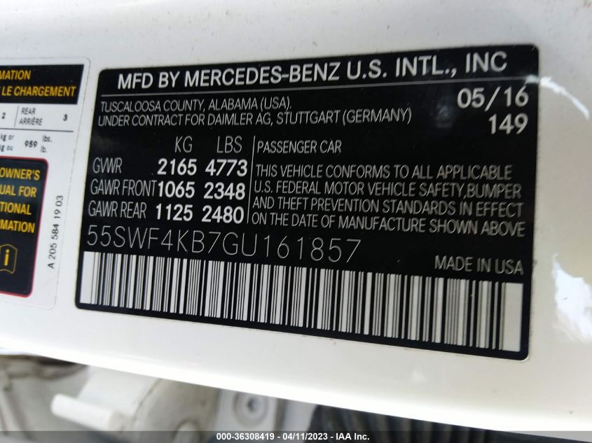 2016 MERCEDES-BENZ C-CLASS C 300 - 55SWF4KB7GU161857