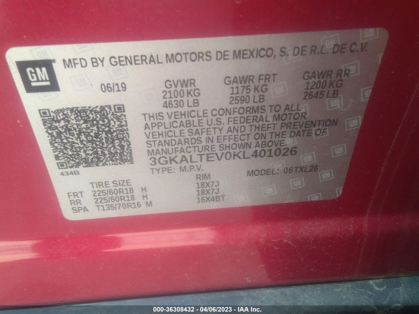 2019 GMC TERRAIN SLE - 3GKALTEV0KL401026