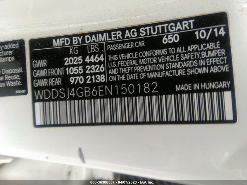 2014 MERCEDES-BENZ CLA-CLASS CLA 250 - WDDSJ4GB6EN150182