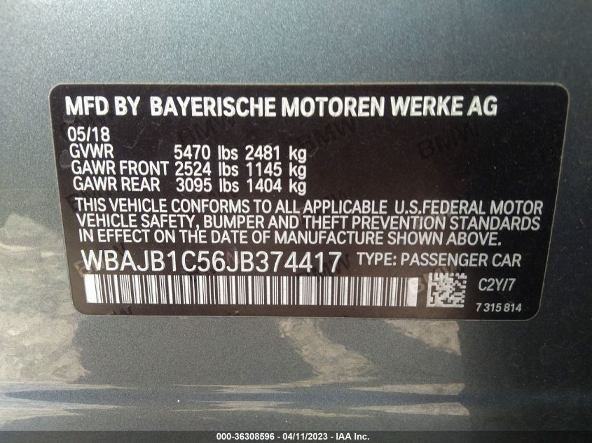 2018 BMW 5 SERIES 530E XDRIVE IPERFORMANCE - WBAJB1C56JB374417