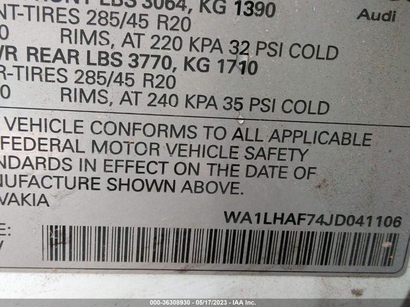 2018 AUDI Q7 PREMIUM PLUS - WA1LHAF74JD041106