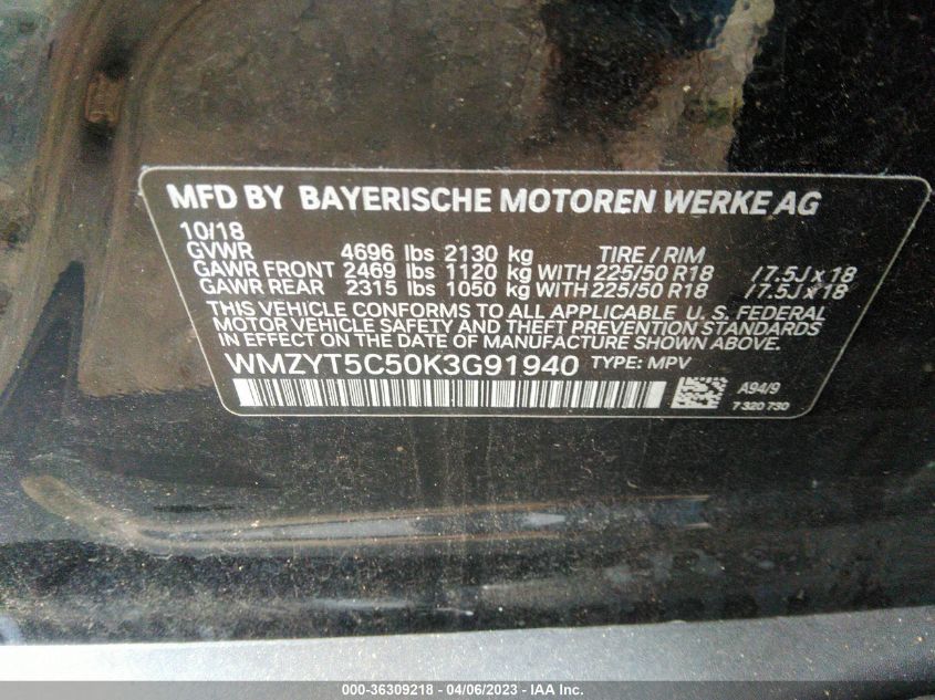 2019 MINI COUNTRYMAN COOPER S WMZYT5C50K3G91940