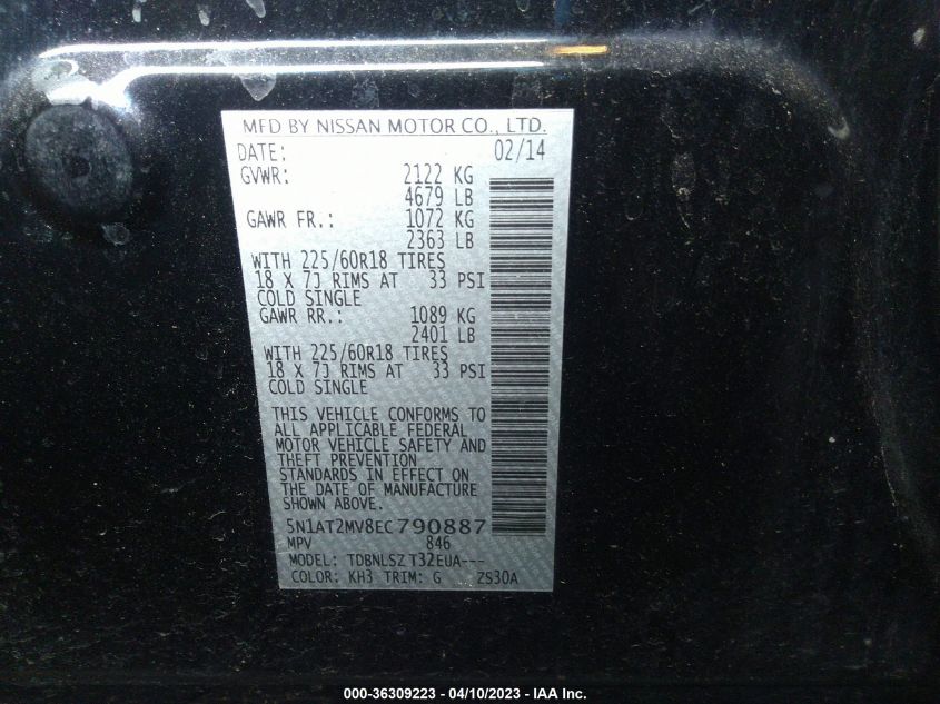 2014 NISSAN ROGUE SL - 5N1AT2MV8EC790887
