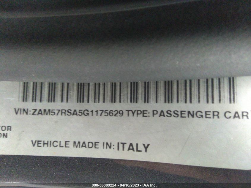 2016 MASERATI GHIBLI S ZAM57RSA5G1175629