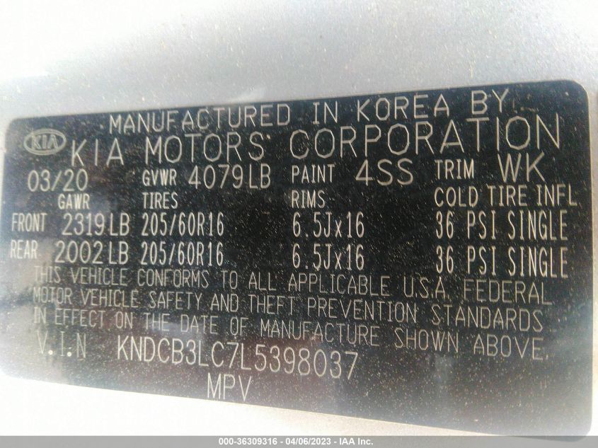 2020 KIA NIRO LX - KNDCB3LC7L5398037