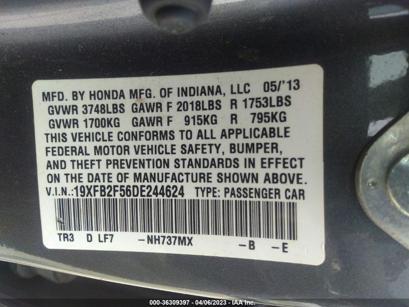 2013 HONDA CIVIC SDN LX - 19XFB2F56DE244624