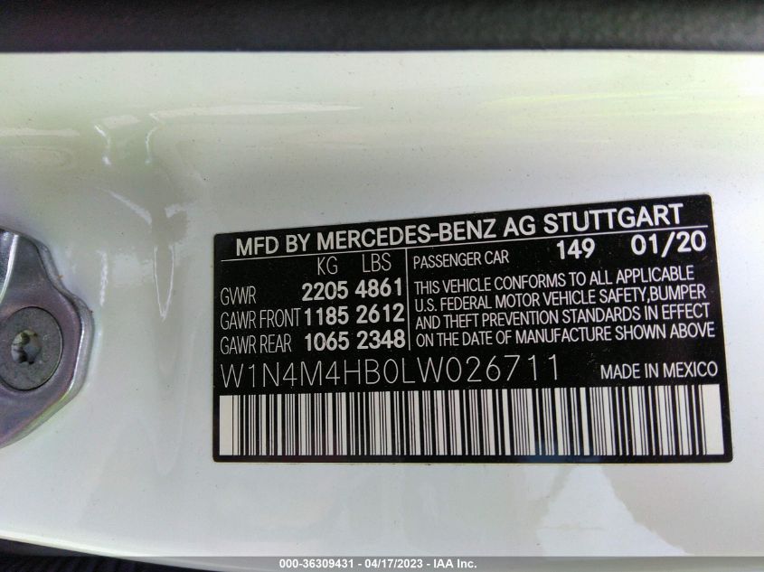 2020 MERCEDES-BENZ GLB GLB 250 W1N4M4HB0LW026711