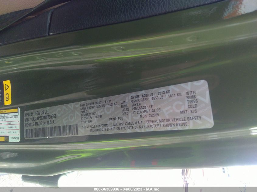 2021 JEEP WRANGLER 4XE UNLIMITED SAHARA 1C4JJXP6XMW736368