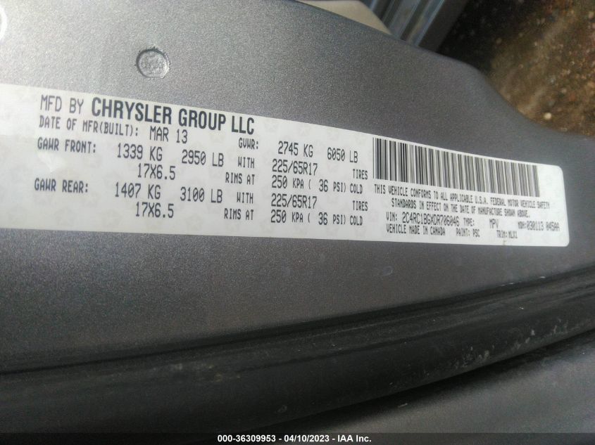 2013 CHRYSLER TOWN & COUNTRY TOURING - 2C4RC1BGXDR706046